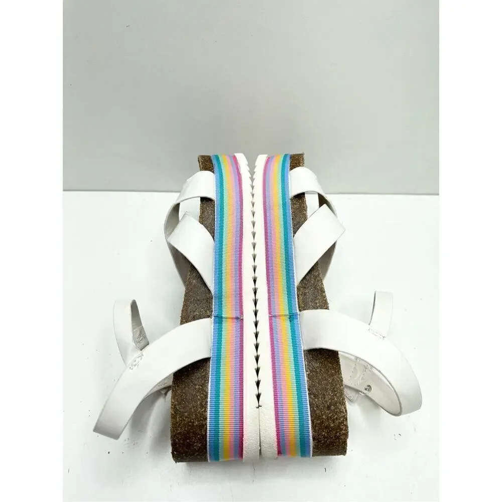 Jellypop Sandals Girls Size 4 White Multicolor Platform‎ Open Toe